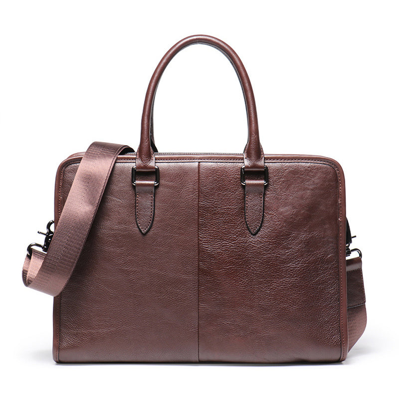 Vegetable Tanned Cowhide Leather Briefcase for laptop No.30046 DEEPKEE LEATHER